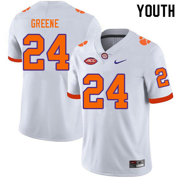 Youth #24 Hamp Greene Clemson Tigers College Football Jerseys Sale-White